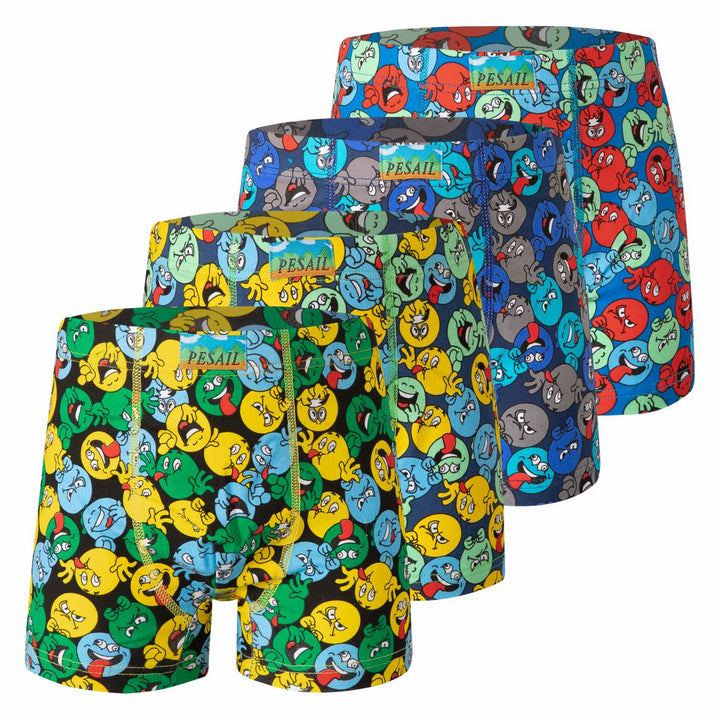 Boys' cheerful boxer shorts Emoji PE-XQ2661 4 pieces in a pack