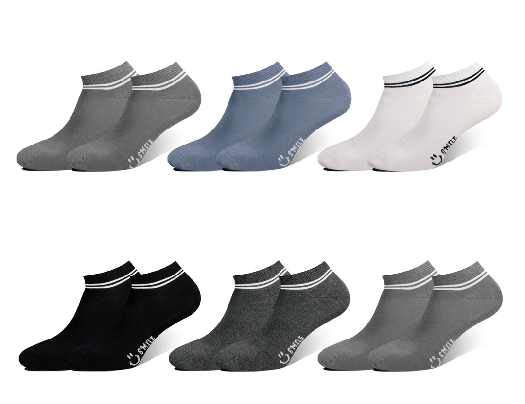 Men's bamboo SMILE everyday elastic ankle socks MX5231 6 pairs