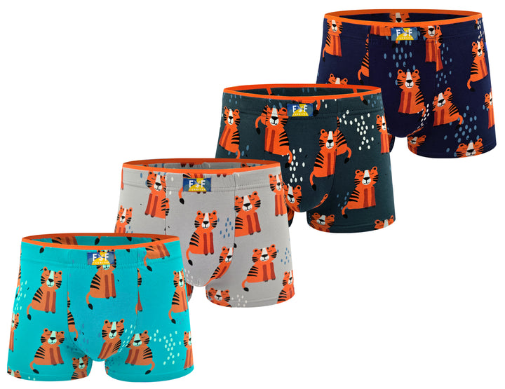 Teen cotton classic flexible breathable boxers TIGER ZQ5002 4pcs in a pack