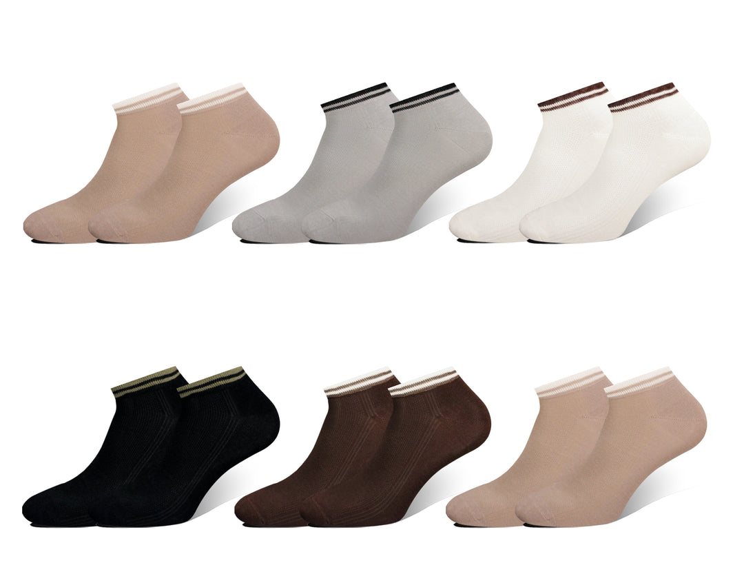 Men's bamboo ankle stretchable soft machine washable socks MX5234 6 pairs