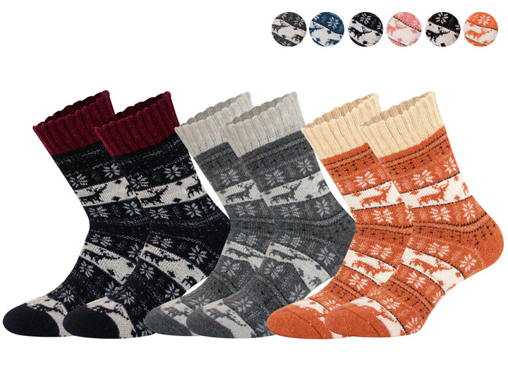 Women's wool thermal warm crew winter socks DW03 3 pairs