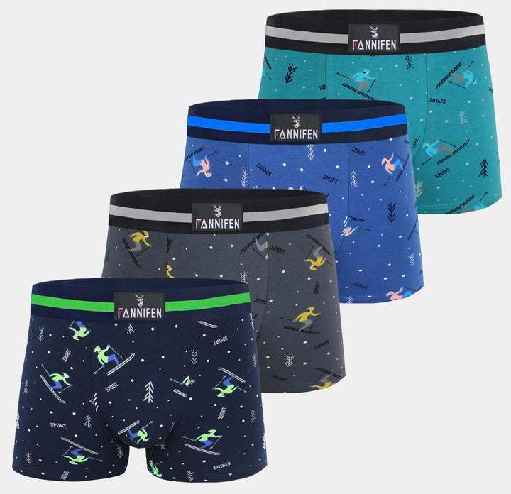 Men's cotton boxer briefs SKIING G5117A - 4 pcs in a pack