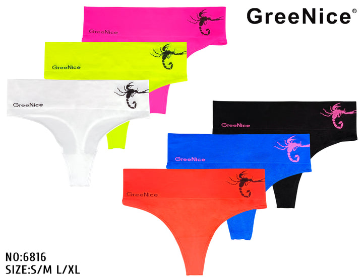 Seamless thongs GREE-6816 - 3 pieces per pack
