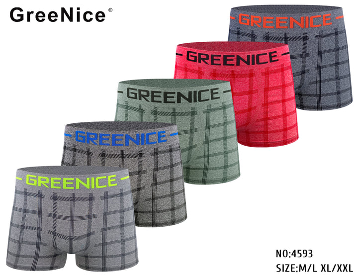 Men's seamless classic soft flexible breathable boxer shorts GREE-4593 4 pieces per pack
