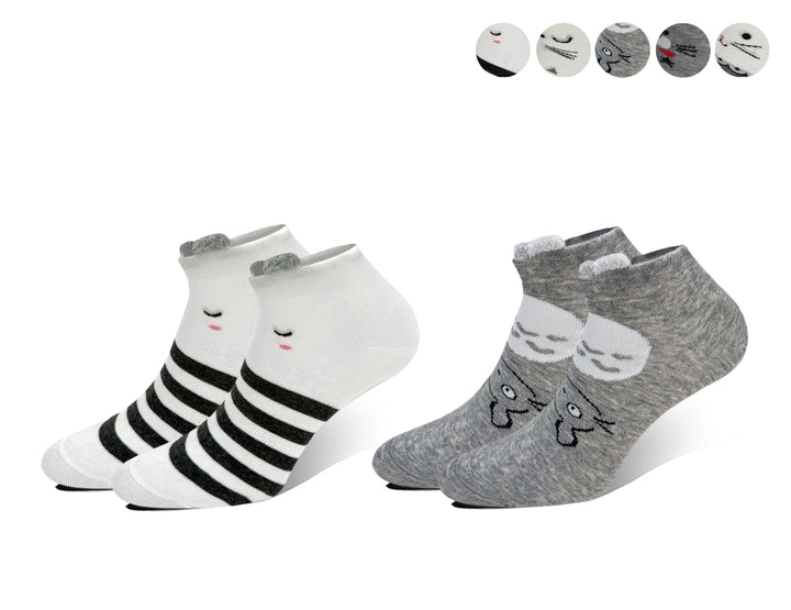 Women's funny light ankle socks CW411 6 pairs