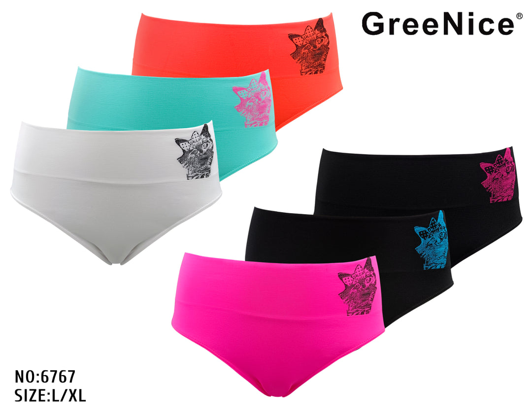CAT woven classic soft seamless panties GREE-6767 - 3 pieces per pack