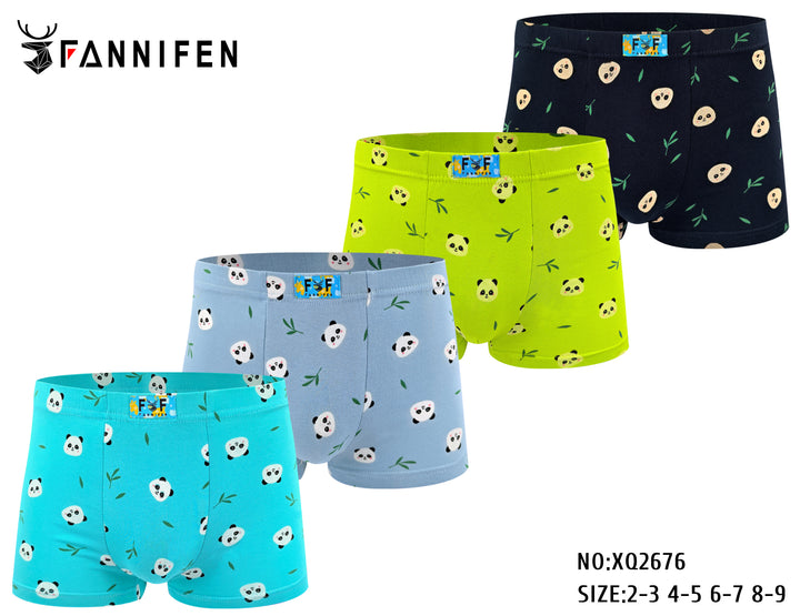 PANDA Cotton Soft Comfortable Kids Boxer Shorts, XQ2676 4-pack