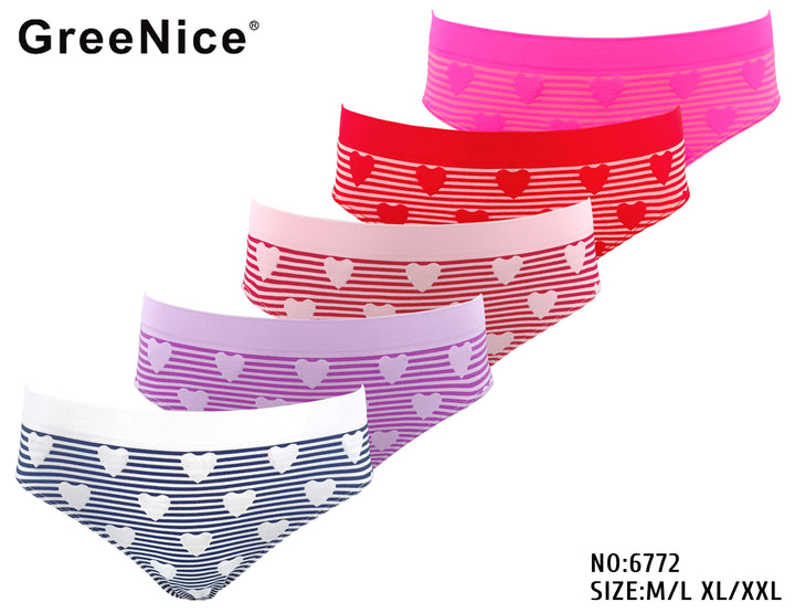 HEARTS seamless soft everyday panties - GREE-6772 3 pieces per pack