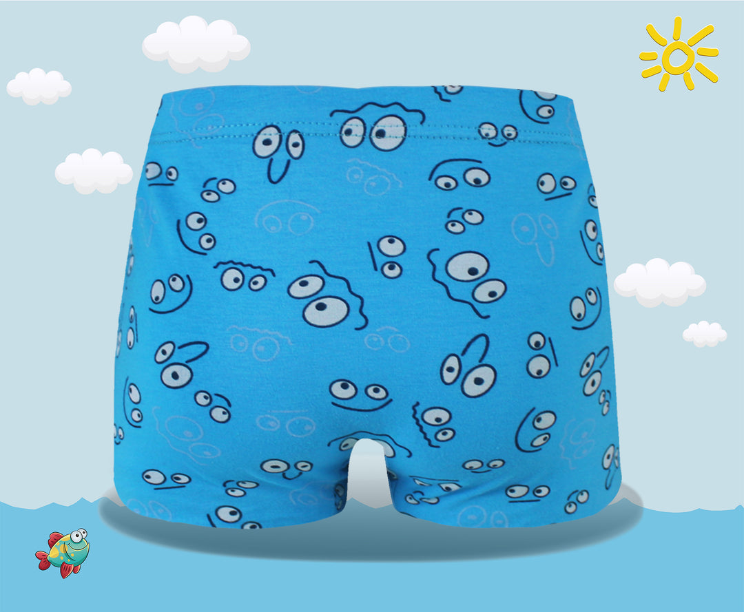Boys' classic soft flexible everyday boxer shorts with smiley face XQ5148 4 pieces per pack