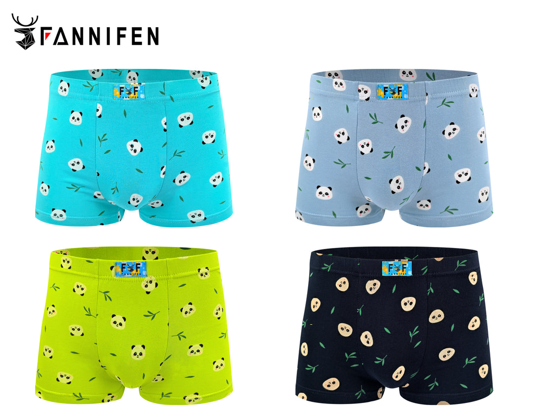 PANDA Cotton Soft Comfortable Kids Boxer Shorts, XQ2676 4-pack