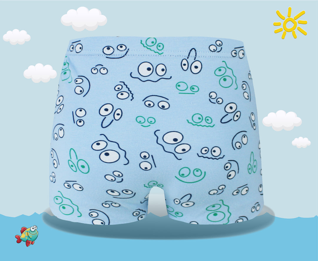 Boys' classic soft flexible everyday boxer shorts with smiley face XQ5148 4 pieces per pack