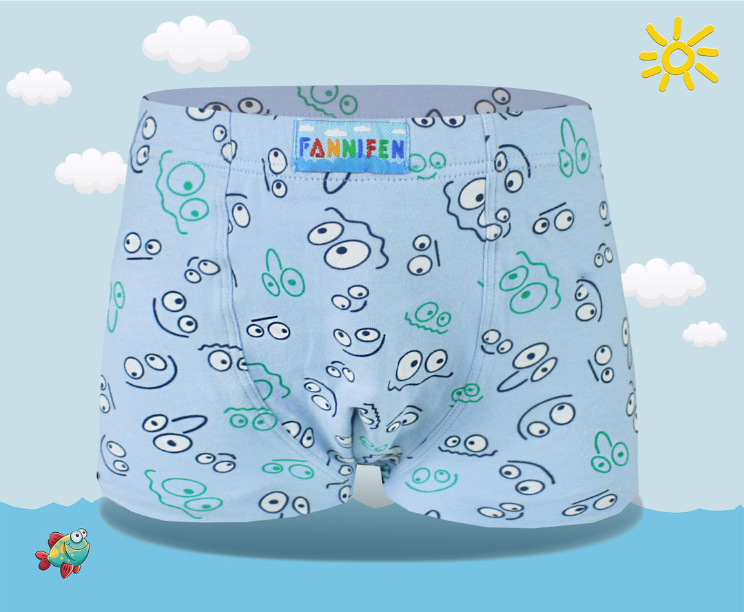 Boys' classic soft flexible everyday boxer shorts with smiley face XQ5148 4 pieces per pack