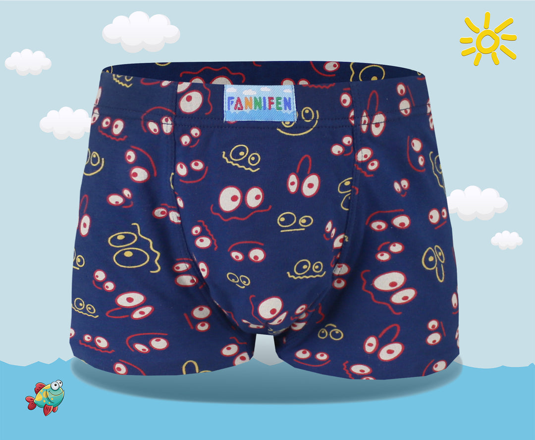 Boys' classic soft flexible everyday boxer shorts with smiley face XQ5148 4 pieces per pack