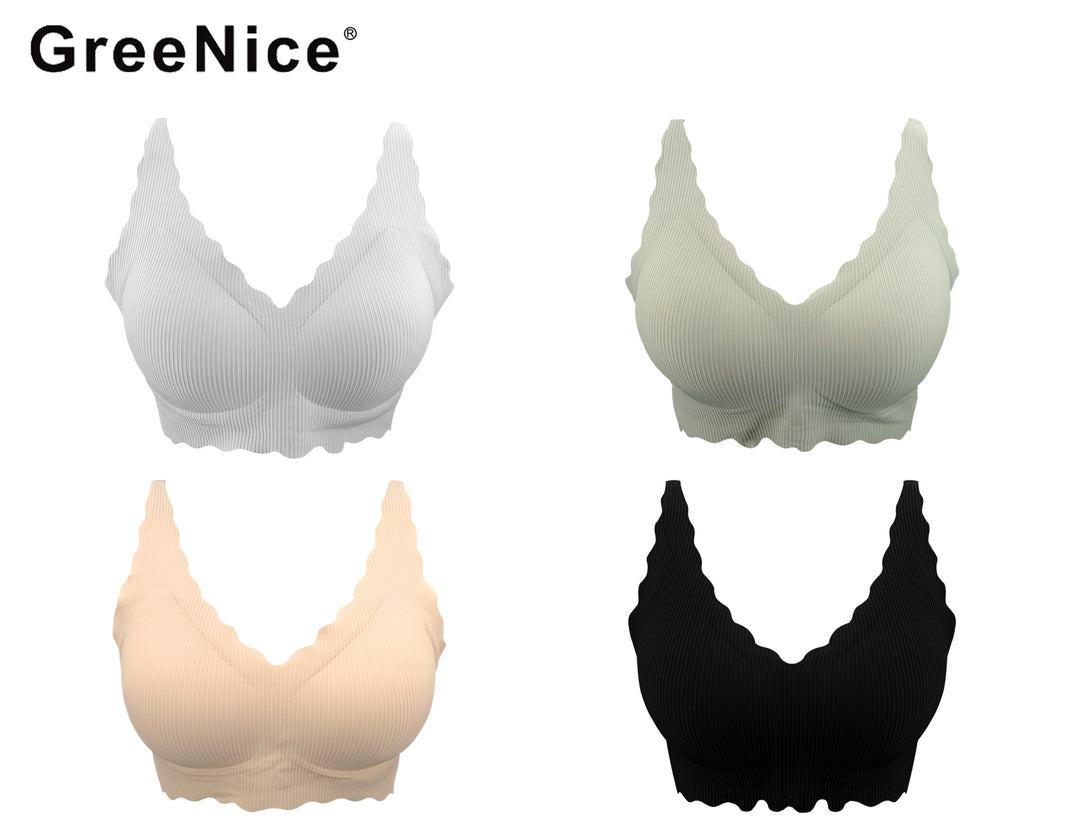 Seamless Pad-Removeable Wire Free Adjustable Ice-Silk Fabric Breathable Elasticity Everyday Bra GREE-9523Z