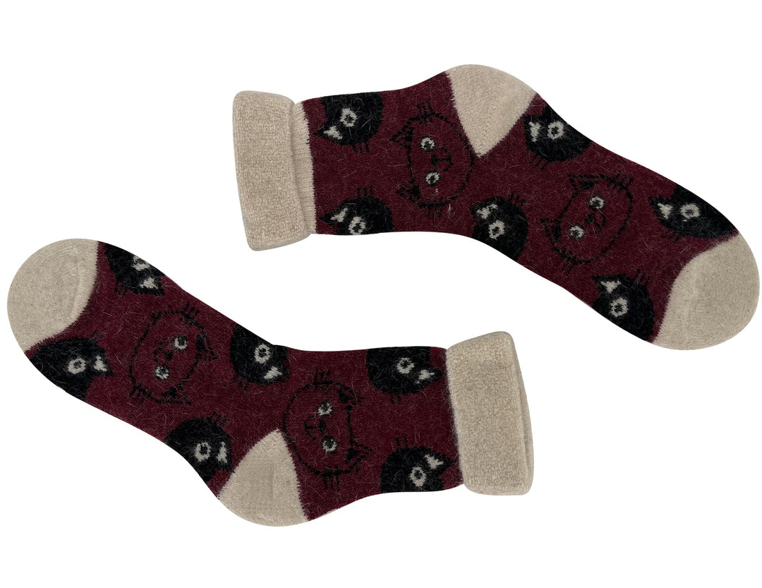 Women's woolen thermal socks Cats YZ30 4 pairs
