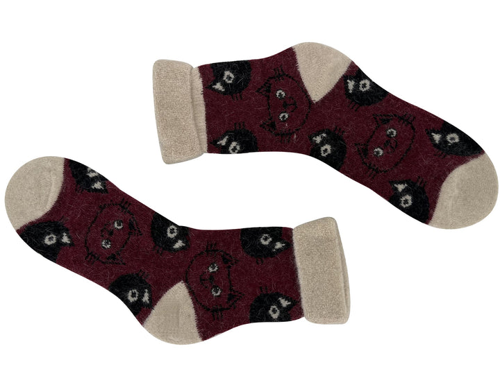 Women's woolen thermal socks Cats YZ30 4 pairs