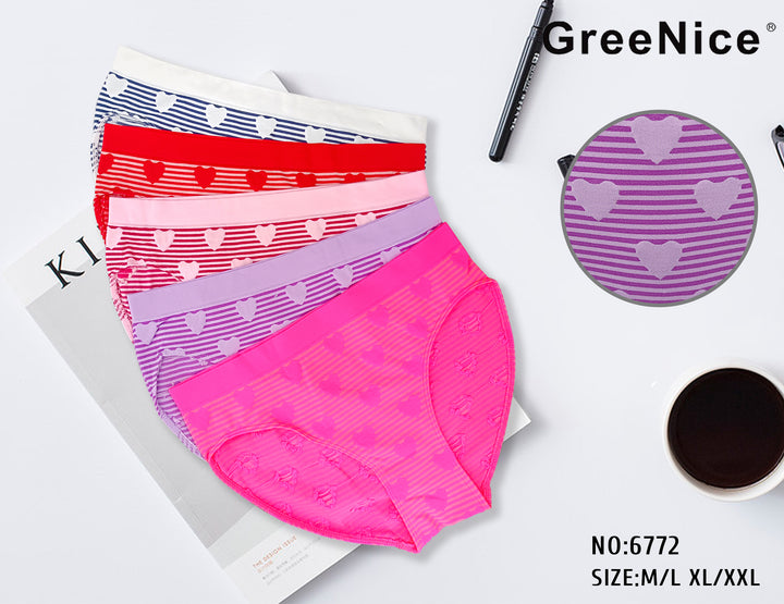 HEARTS seamless soft everyday panties - GREE-6772 3 pieces per pack