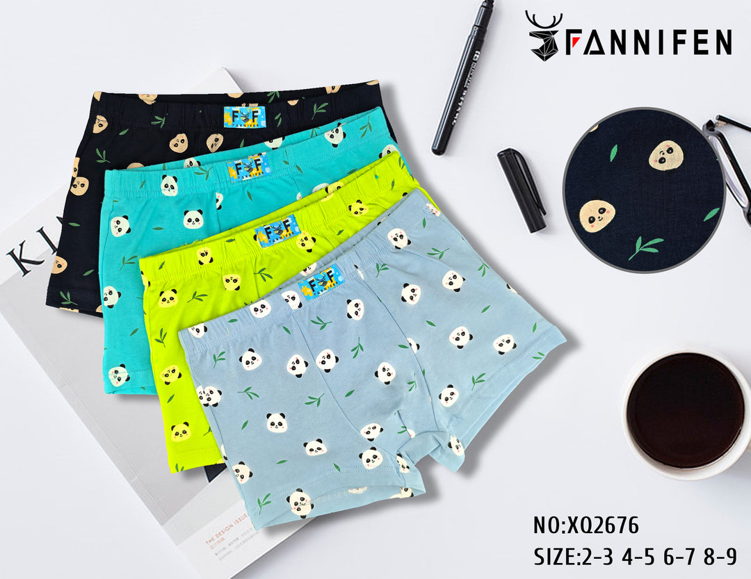 PANDA Cotton Soft Comfortable Kids Boxer Shorts, XQ2676 4-pack