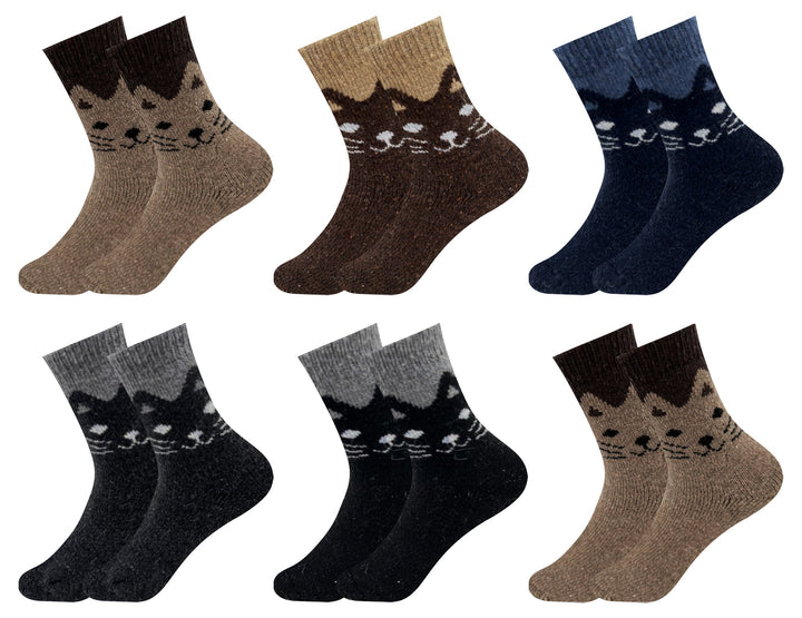 Children's thermal socks Cat QW07 6 pairs