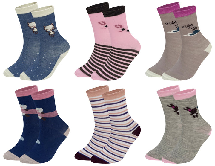 Girls' cheerful socks QW3047 6 pairs