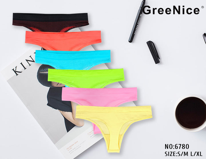 Seamless single-color thongs GREE-6780 - 3 pieces per pack