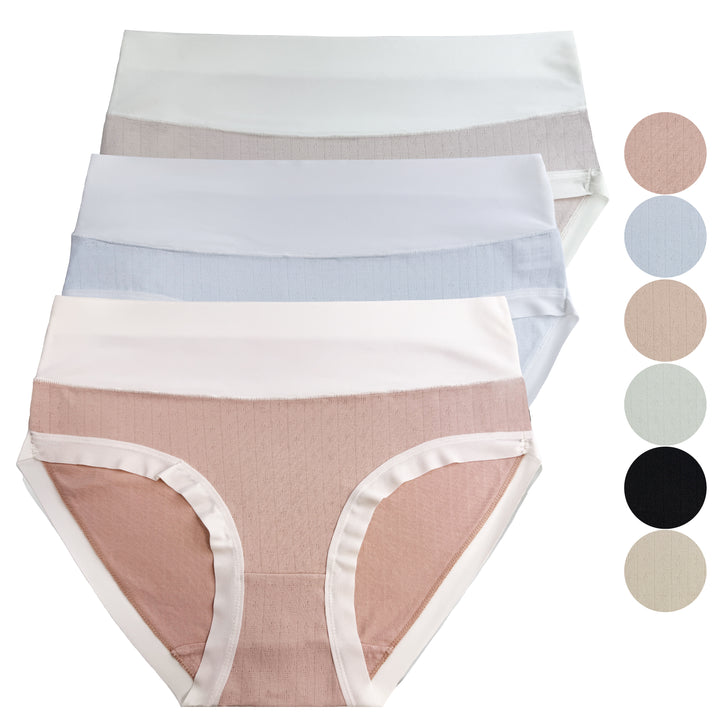 Women's light smooth cotton daily two-tone panties CZ8059 - 3 pieces in a pack