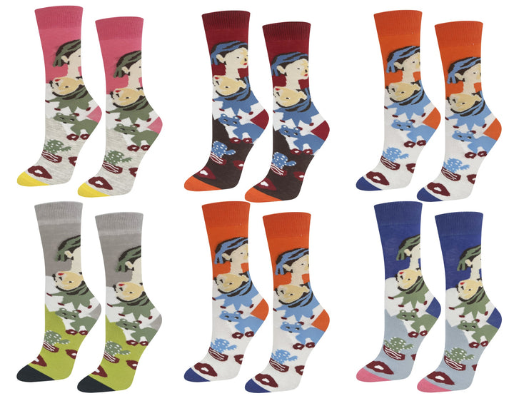 Women's funny socks DB600 6 pairs