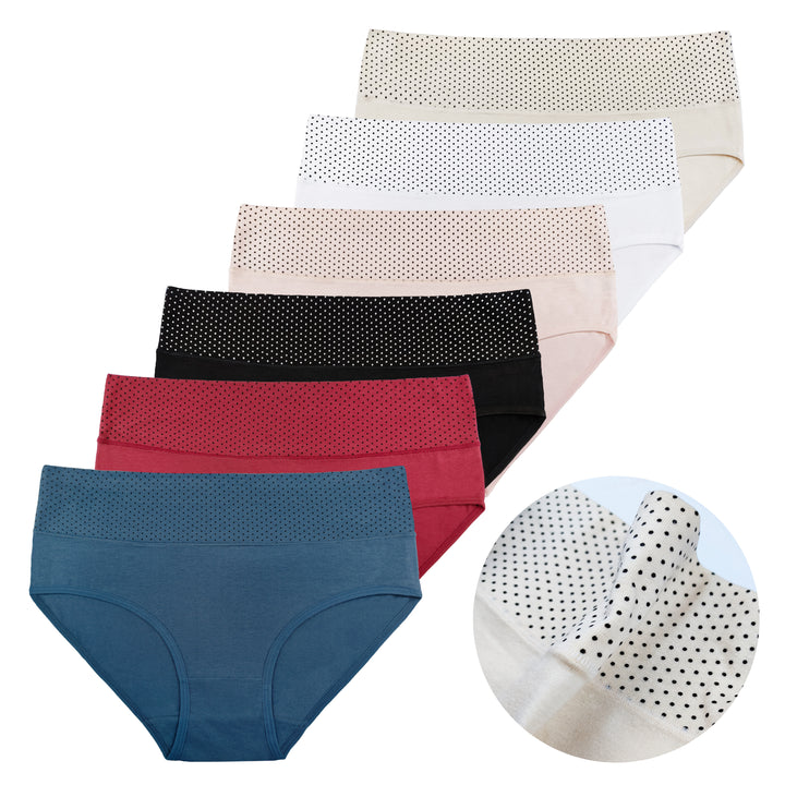 Women's Cotton Smooth Elasic Breathable Classic panties DOTS PE1002 - 3 pieces in a pack