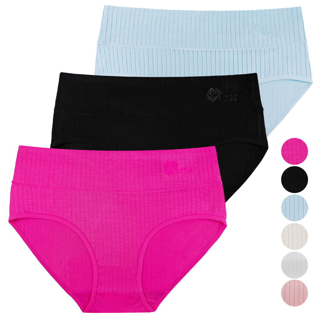 Women's high-waisted bamboo classic smooth panties RM0036 - 3 pieces in a pack