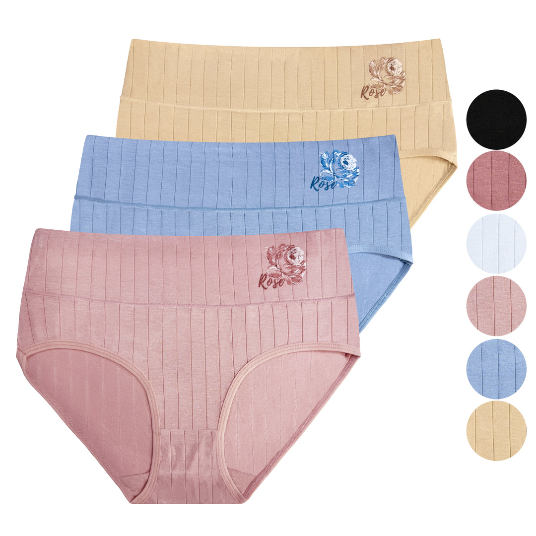 ROSE Women's High-Waisted Full Coverage Daily Breathable Smooth Seamless Panties RM0052 - 3 pieces per pack