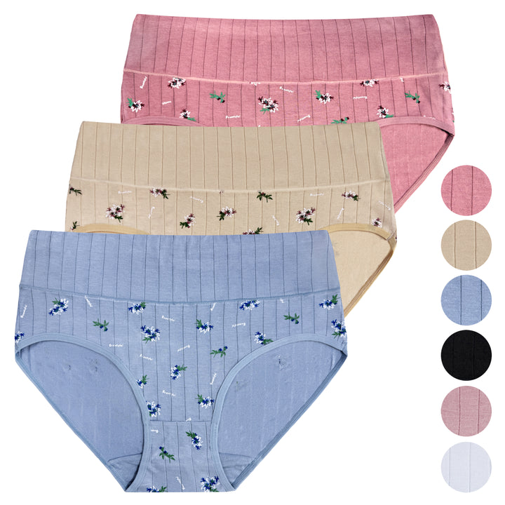 Women's high-waisted breathable everyday full cover panties RM0056 - 3 pieces per pack