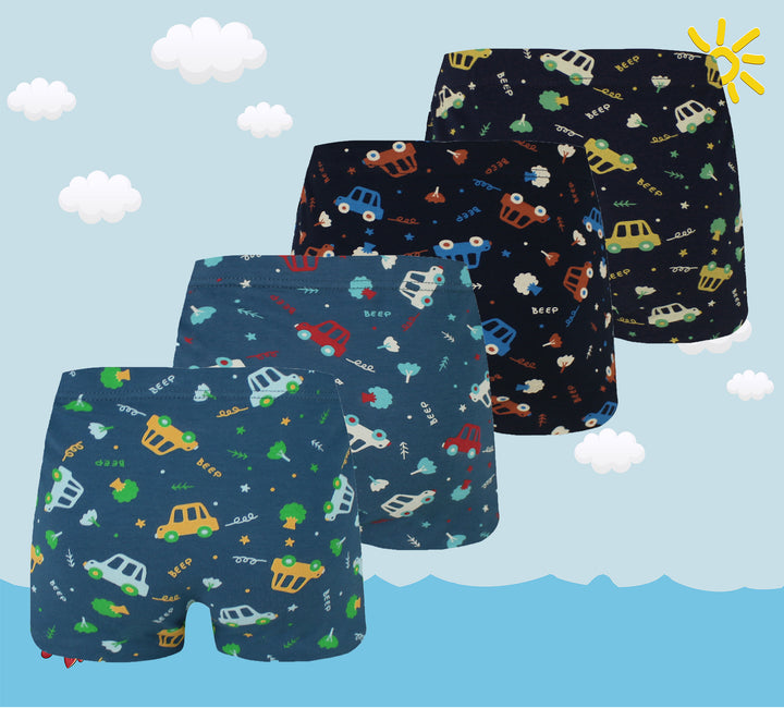 Boys' sport daily colorful boxer shorts Car PE-XQ5154 4 pieces per pack